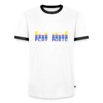 Play Music 1 - Men's Ringer Shirt - white/black - Front - AI Model Female 172 light (172cm) & AI Model Male 178 dark (178cm)