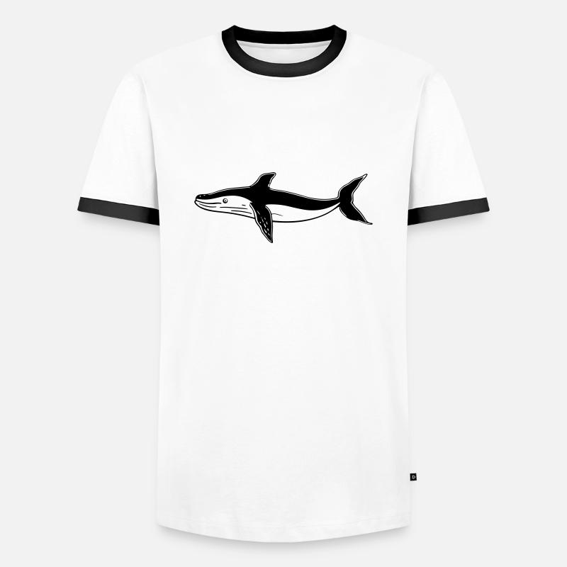 Wal - Männer Kontrast-T-Shirt - Weiß/Schwarz
