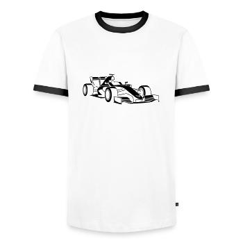 Rennwagen - Männer Kontrast-T-Shirt - Weiß/Schwarz - Vorne - AI Model Female 172 light (172cm) & AI Model Male 178 dark (178cm)