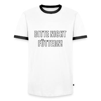 Bitte nicht füttern - Männer Kontrast-T-Shirt - Weiß/Schwarz - Vorne - AI Model Female 172 light (172cm) & AI Model Male 178 dark (178cm)