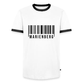 Erzgebirge Strichcode Marienberg - Männer Kontrast-T-Shirt - Weiß/Schwarz - Vorne - AI Model Female 172 light (172cm) & AI Model Male 178 dark (178cm)