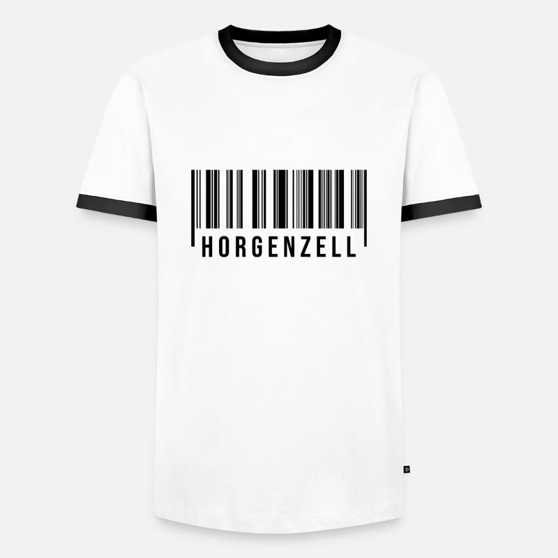 Schwabe Strichcode Horgenzell - Männer Kontrast-T-Shirt - Weiß/Schwarz
