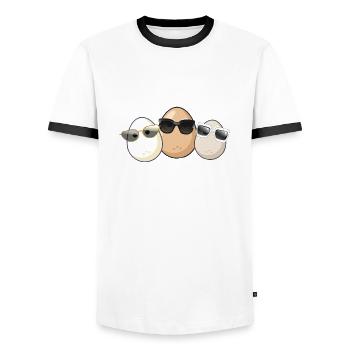Eggs,Egg,Egg Family,Family,Sunglasses - Men's Ringer Shirt - white/black - Front - AI Model Female 172 light (172cm) & AI Model Male 178 dark (178cm)