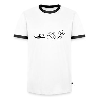 Triathlon - Männer Kontrast-T-Shirt - Weiß/Schwarz - Vorne - AI Model Female 172 light (172cm) & AI Model Male 178 dark (178cm)