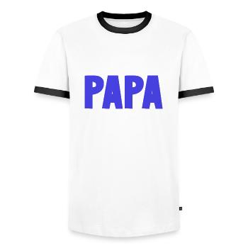 FROHER VATERTAG. PAPA. VATERTAG. VATER - Männer Kontrast-T-Shirt - Weiß/Schwarz - Vorne - AI Model Female 172 light (172cm) & AI Model Male 178 dark (178cm)