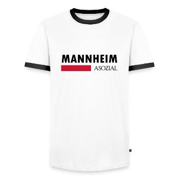 Mannheim Monnem Mannheimat - Männer Kontrast-T-Shirt - Weiß/Schwarz - Vorne - AI Model Female 172 light (172cm) & AI Model Male 178 dark (178cm)