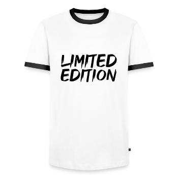 limited edition - Men's Ringer Shirt - white/black - Front - AI Model Female 172 light (172cm) & AI Model Male 178 dark (178cm)