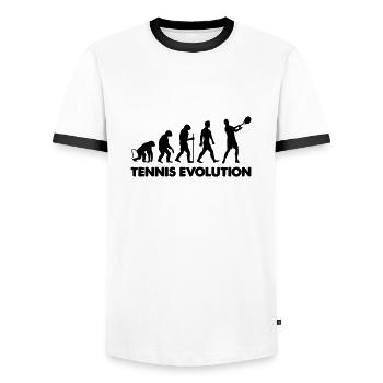 tennis evolution - Männer Kontrast-T-Shirt - Weiß/Schwarz - Vorne - AI Model Female 172 light (172cm) & AI Model Male 178 dark (178cm)
