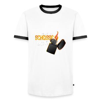 Lass uns die Scheiße einfach anzünden! - Männer Kontrast-T-Shirt - Weiß/Schwarz - Vorne - AI Model Female 172 light (172cm) & AI Model Male 178 dark (178cm)