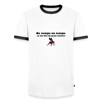 Contrat moustique - T-shirt contrasté Homme - blanc/noir - Devant - AI Model Female 172 light (172cm) & AI Model Male 178 dark (178cm)