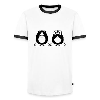 2 Penguins Talking Nothing See Mute Blind Friends - Men's Ringer Shirt - white/black - Front - AI Model Female 172 light (172cm) & AI Model Male 178 dark (178cm)