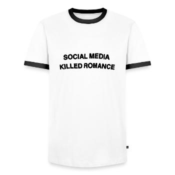 les réseaux sociaux ont tué la romance - T-shirt contrasté Homme - blanc/noir - Devant - AI Model Female 172 light (172cm) & AI Model Male 178 dark (178cm)