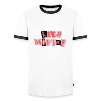 Keep Moving Sport Motivation - Männer Kontrast-T-Shirt - Weiß/Schwarz - Vorne - AI Model Female 172 light (172cm) & AI Model Male 178 dark (178cm)