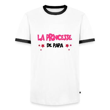 la princesse de - T-shirt contrasté Homme - blanc/noir - Devant - AI Model Female 172 light (172cm) & AI Model Male 178 dark (178cm)