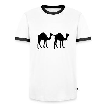 Camel - Männer Kontrast-T-Shirt - Weiß/Schwarz - Vorne - AI Model Female 172 light (172cm) & AI Model Male 178 dark (178cm)