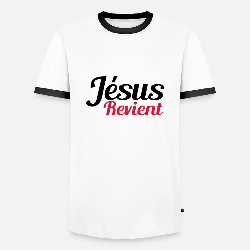 Jesus comes back - Men's Ringer Shirt - white/black