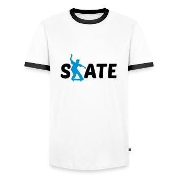 logo skate texte skateboard stunt trick conduire spas - T-shirt contrasté Homme - blanc/noir - Devant - AI Model Female 172 light (172cm) & AI Model Male 178 dark (178cm)