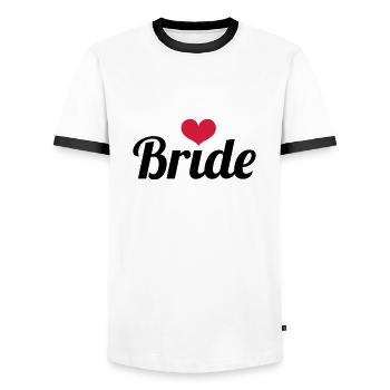 Bride - Wedding - Men's Ringer Shirt - white/black - Front - AI Model Female 172 light (172cm) & AI Model Male 178 dark (178cm)