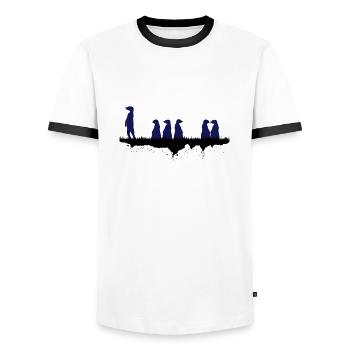 Afrikanische Erdmaennchen - Männer Kontrast-T-Shirt - Weiß/Schwarz - Vorne - AI Model Female 172 light (172cm) & AI Model Male 178 dark (178cm)