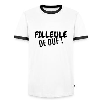 Goddaughter Patentochter Filleule Baby Family - Men's Ringer Shirt - white/black - Front - AI Model Female 172 light (172cm) & AI Model Male 178 dark (178cm)