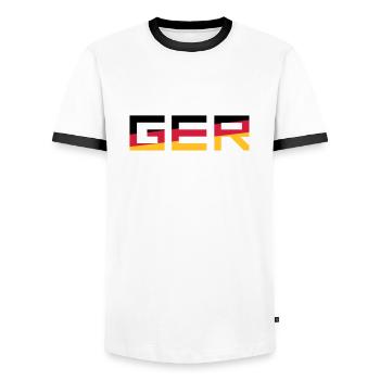 GER Team Germany Germany Colors Black Red Go - Men's Ringer Shirt - white/black - Front - AI Model Female 172 light (172cm) & AI Model Male 178 dark (178cm)