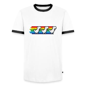 Chrome Dino Dance - Männer Kontrast-T-Shirt - Weiß/Schwarz - Vorne - AI Model Female 172 light (172cm) & AI Model Male 178 dark (178cm)