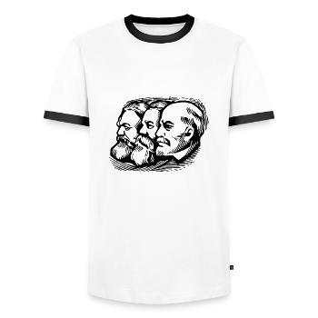 Chemnitz cadeau Karl Marx Marxisme - T-shirt contrasté Homme - blanc/noir - Devant - AI Model Female 172 light (172cm) & AI Model Male 178 dark (178cm)