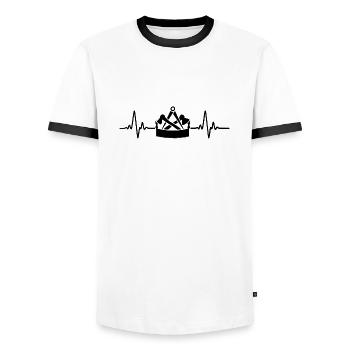 Love Zimmerer Logo Schwarz - Männer Kontrast-T-Shirt - Weiß/Schwarz - Vorne - AI Model Female 172 light (172cm) & AI Model Male 178 dark (178cm)