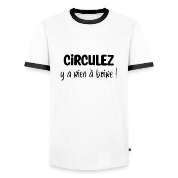 Circulez y a rien à boire ! - T-shirt contrasté Homme - blanc/noir - Devant - AI Model Female 172 light (172cm) & AI Model Male 178 dark (178cm)