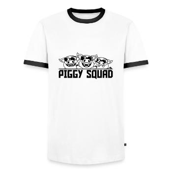 Amis Pig Piggy Squad - T-shirt contrasté Homme - blanc/noir - Devant - AI Model Female 172 light (172cm) & AI Model Male 178 dark (178cm)