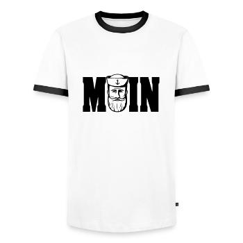 moin 7 - Männer Kontrast-T-Shirt - Weiß/Schwarz - Vorne - AI Model Female 172 light (172cm) & AI Model Male 178 dark (178cm)