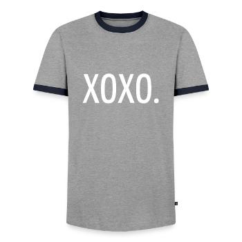 XOXO - T-shirt contrasté Homme - gris/marine  - Devant - AI Model Female 172 light (172cm) & AI Model Male 178 light (178cm)