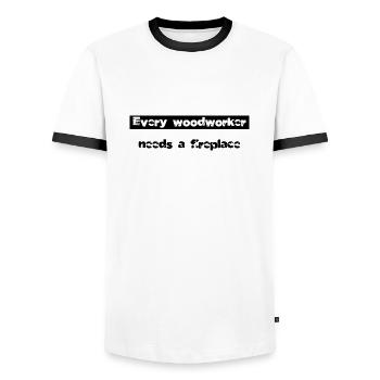 Chainsaw Carpenter Forestry Construction Carpenter - Men's Ringer Shirt - white/black - Front - AI Model Female 172 light (172cm) & AI Model Male 178 dark (178cm)