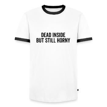 Dead Inside, aber immer noch geil - Männer Kontrast-T-Shirt - Weiß/Schwarz - Vorne - AI Model Female 172 light (172cm) & AI Model Male 178 dark (178cm)