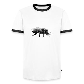 Bee - Men's Ringer Shirt - white/black - Front - AI Model Female 172 light (172cm) & AI Model Male 178 dark (178cm)