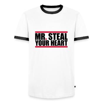 Monsieur vole votre cœur - T-shirt contrasté Homme - blanc/noir - Devant - AI Model Female 172 light (172cm) & AI Model Male 178 dark (178cm)