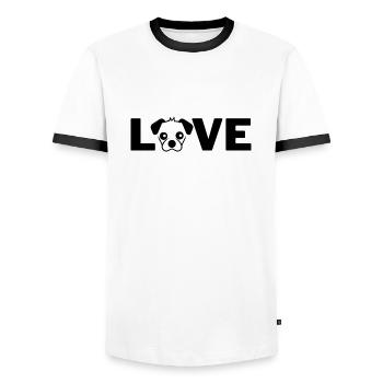 Hundeliebe - Männer Kontrast-T-Shirt - Weiß/Schwarz - Vorne - AI Model Female 172 light (172cm) & AI Model Male 178 dark (178cm)