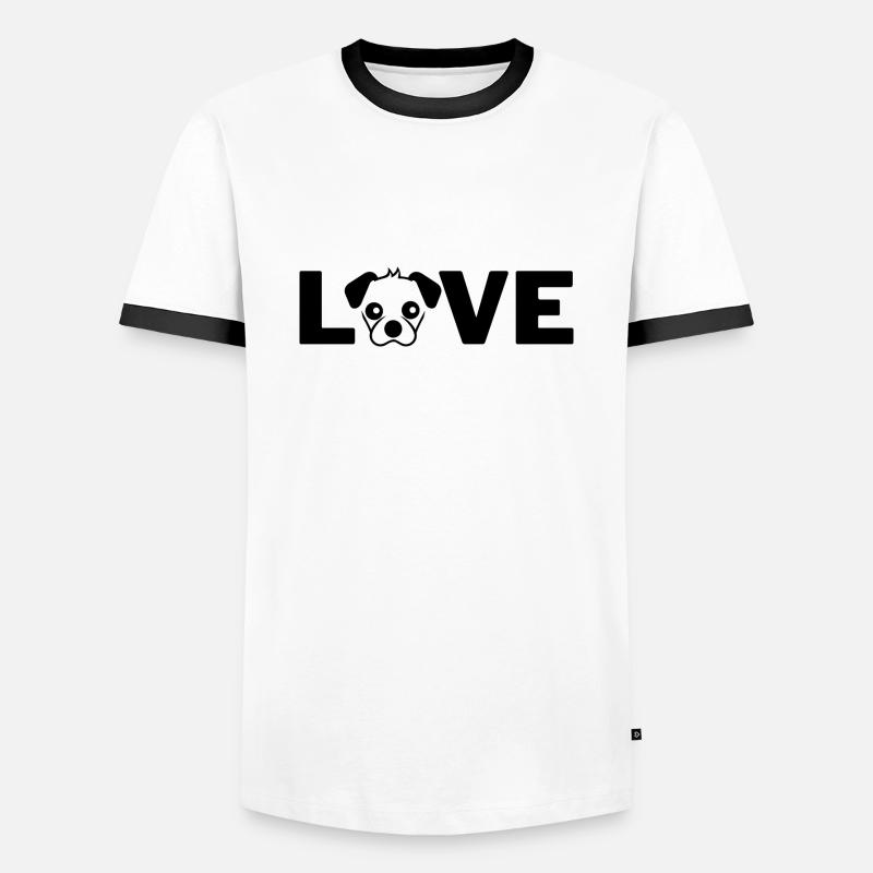 Hundeliebe - Männer Kontrast-T-Shirt - Weiß/Schwarz