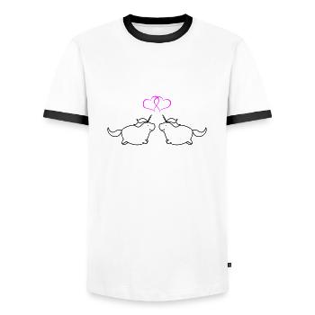 fat unicorns love - Männer Kontrast-T-Shirt - Weiß/Schwarz - Vorne - AI Model Female 172 light (172cm) & AI Model Male 178 dark (178cm)