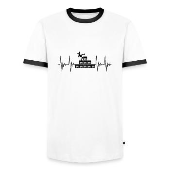 Milk Box Challenge Black Heartbeat Sports - Men's Ringer Shirt - white/black - Front - AI Model Female 172 light (172cm) & AI Model Male 178 dark (178cm)
