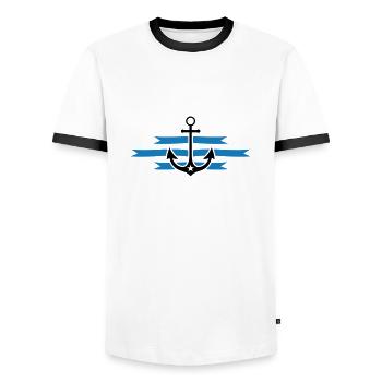 anchor - Men's Ringer Shirt - white/black - Front - AI Model Female 172 light (172cm) & AI Model Male 178 dark (178cm)