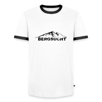 Bergsucht - (5) - Männer Kontrast-T-Shirt - Weiß/Schwarz - Vorne - AI Model Female 172 light (172cm) & AI Model Male 178 dark (178cm)