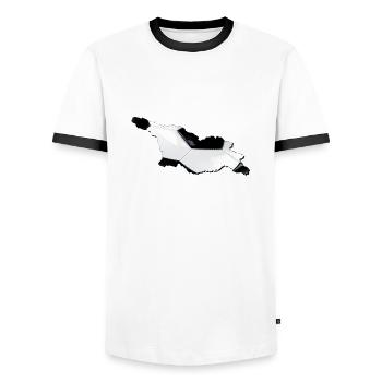 Georgien Landkarte umrahmt echten Fußball - Männer Kontrast-T-Shirt - Weiß/Schwarz - Vorne - AI Model Female 172 light (172cm) & AI Model Male 178 dark (178cm)