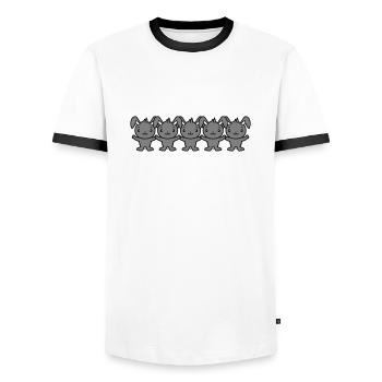 5 Hasen Fünf Freunde Team Crew Menschenkette Hände - Männer Kontrast-T-Shirt - Weiß/Schwarz - Vorne - AI Model Female 172 light (172cm) & AI Model Male 178 dark (178cm)