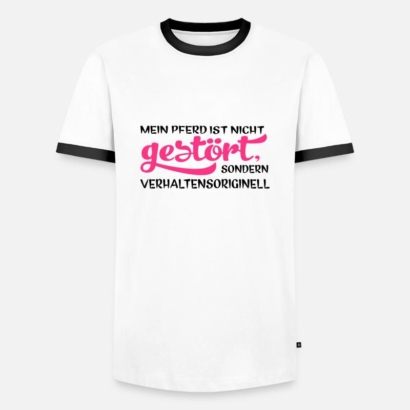 Pferd - Männer Kontrast-T-Shirt - Weiß/Schwarz