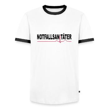 Notfallsanitäter - Männer Kontrast-T-Shirt - Weiß/Schwarz - Vorne - AI Model Female 172 light (172cm) & AI Model Male 178 dark (178cm)