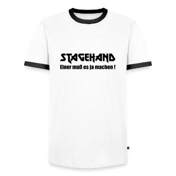 Stagehand Einer muss es ja machen - Männer Kontrast-T-Shirt - Weiß/Schwarz - Vorne - AI Model Female 172 light (172cm) & AI Model Male 178 dark (178cm)