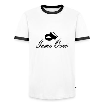 game over - Männer Kontrast-T-Shirt - Weiß/Schwarz - Vorne - AI Model Female 172 light (172cm) & AI Model Male 178 dark (178cm)