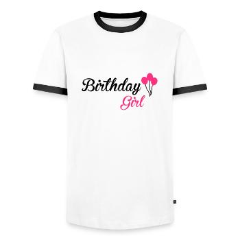 Birthday Girl - Männer Kontrast-T-Shirt - Weiß/Schwarz - Vorne - AI Model Female 172 light (172cm) & AI Model Male 178 dark (178cm)