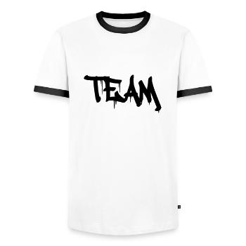 team - T-shirt contrasté Homme - blanc/noir - Devant - AI Model Female 172 light (172cm) & AI Model Male 178 dark (178cm)